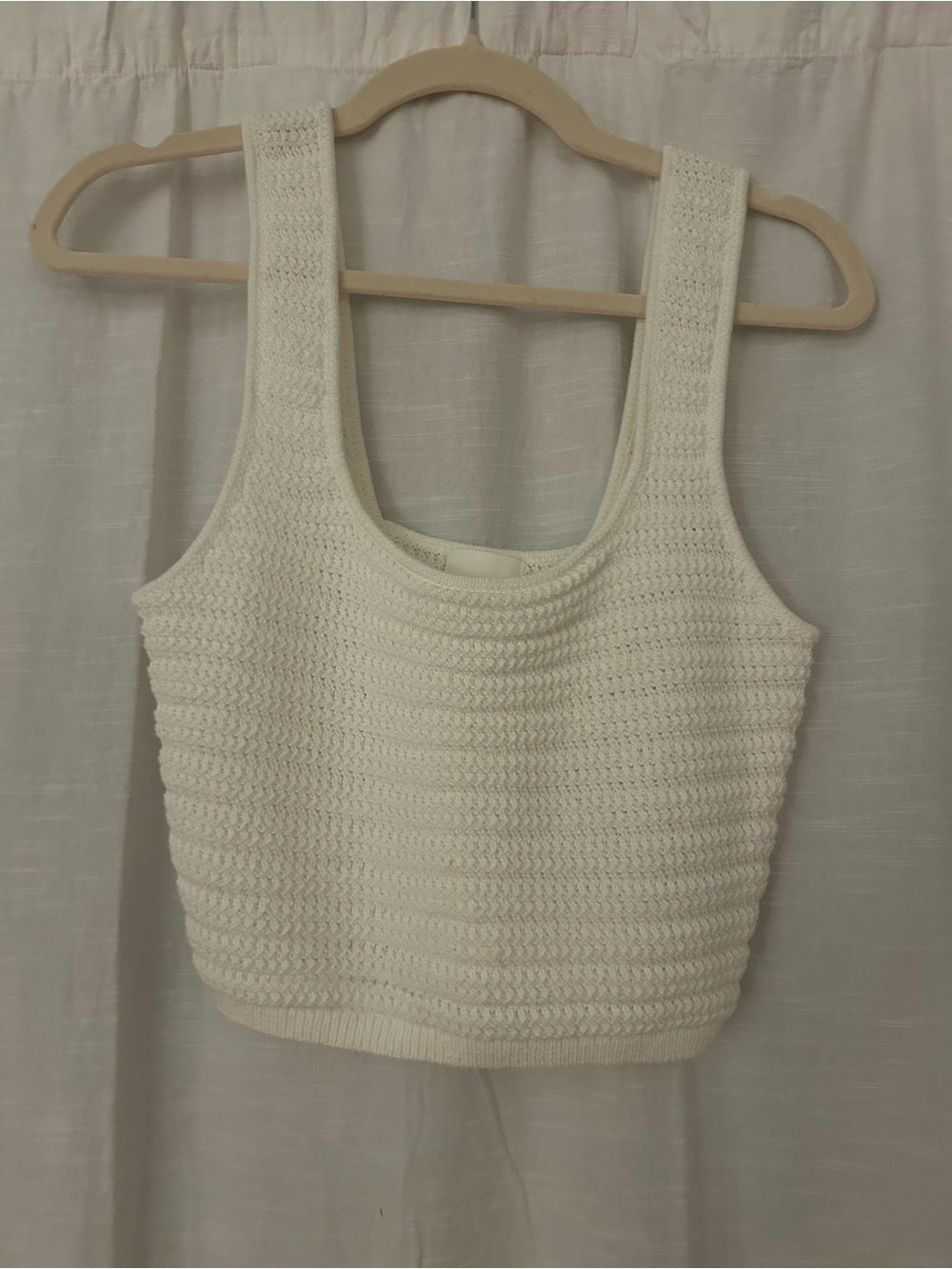 White Crochet Knit Tank Top